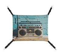 AQRJLPM Vintage Wall of Radio Boombox Pet Hammock with Adjustable Straps and Metal Hooks Hanging Bed Soft Breathable Sleeping Hammock for Cats,Puppy,Rabbits,Small Animals