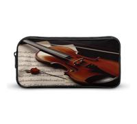 AQRJLPM Violin Sheet Music Pencil Pouch Big Capacity Simple Marker Pouch Portable Aesthetic Zipper Pencil Case