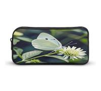 AQRJLPM White Butterfly Pencil Pouch Big Capacity Simple Marker Pouch Portable Aesthetic Zipper Pencil Case