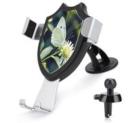 AQRJLPM White Butterfly Phone Holder Car Hands-Free Mount Holders for Dashboard Windshield Vent Metal Hook Clip Cell Phone Mount for All Smartphones & Car Models