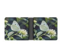 AQRJLPM White Butterfly Wallet with Money Clip Leather Bifold Wallet Slim Credit Card Holder Gift for Men