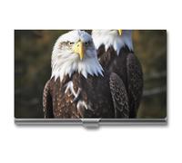 AQRJLPM White Head Eagle Business Card Holder Business Card Case Pocket Card Holders Metal Slim Name Card Holder Professional Multi Wallet Credit Card ID Case for Men Women, silver, One Size
