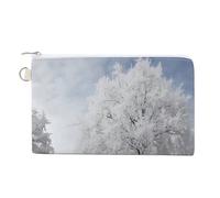 AQRJLPM White Snow Tree Wallet Canvas Slim Lightweight Wallets Durable Zippered Card Holder for Men Women