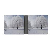 AQRJLPM White Snow Tree Wallet with Money Clip Leather Bifold Wallet Slim Credit Card Holder Gift for Men