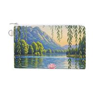 AQRJLPM Willow Willow Lotus Wallet Canvas Slim Lightweight Wallets Durable Zippered Card Holder for Men Women