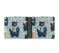 AQRJLPM Winter Bear Ice Cream Wallet with Money Clip Leather Bifold Wallet Slim Credit Card Holder Gift for Men