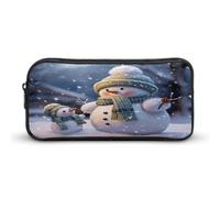 AQRJLPM Winter Snowman Pencil Pouch Big Capacity Simple Marker Pouch Portable Aesthetic Zipper Pencil Case
