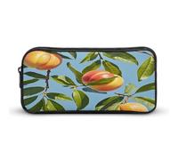 AQRJLPM With Peach Leaves Pencil Pouch Big Capacity Simple Marker Pouch Portable Aesthetic Zipper Pencil Case