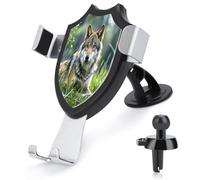 AQRJLPM Wolf On The Grass Phone Holder Car Hands-Free Mount Holders for Dashboard Windshield Vent Metal Hook Clip Cell Phone Mount for All Smartphones & Car Models