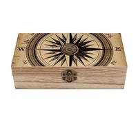 AQRJLPM Wooden Jewelry Box Beautifully Keepsake Box Trinket Box Keepsake Storage Organizer Compass Wind Road Map Handmade Wooden Box for Storing Jewelry, Coins, Tartot Cards, Small Treasures