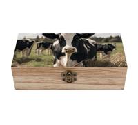 AQRJLPM Wooden Jewelry Box Beautifully Keepsake Box Trinket Box Keepsake Storage Organizer Cute Cows Handmade Wooden Box for Storing Jewelry, Coins, Tartot Cards, Small Treasures