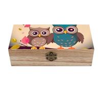 AQRJLPM Wooden Jewelry Box Beautifully Keepsake Box Trinket Box Keepsake Storage Organizer Cute Owls Handmade Wooden Box for Storing Jewelry, Coins, Tartot Cards, Small Treasures