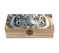 AQRJLPM Wooden Jewelry Box Beautifully Keepsake Box Trinket Box Keepsake Storage Organizer Cute White Tiger Handmade Wooden Box for Storing Jewelry, Coins, Tartot Cards, Small Treasures