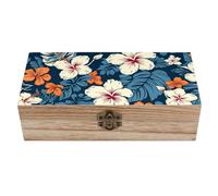AQRJLPM Wooden Jewelry Box Beautifully Keepsake Box Trinket Box Keepsake Storage Organizer Hawaii Flower Handmade Wooden Box for Storing Jewelry, Coins, Tartot Cards, Small Treasures