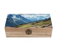 AQRJLPM Wooden Jewelry Box Beautifully Keepsake Box Trinket Box Keepsake Storage Organizer Mountains Handmade Wooden Box for Storing Jewelry, Coins, Tartot Cards, Small Treasures