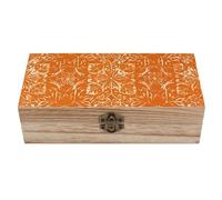 AQRJLPM Wooden Jewelry Box Beautifully Keepsake Box Trinket Box Keepsake Storage Organizer Orange Pattern Handmade Wooden Box for Storing Jewelry, Coins, Tartot Cards, Small Treasures