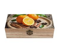 AQRJLPM Wooden Jewelry Box Beautifully Keepsake Box Trinket Box Keepsake Storage Organizer Oranges And Spices Handmade Wooden Box for Storing Jewelry, Coins, Tartot Cards, Small Treasures