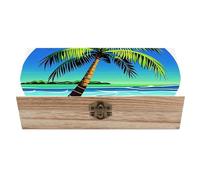 AQRJLPM Wooden Jewelry Box Beautifully Keepsake Box Trinket Box Keepsake Storage Organizer Palm Tree Clip Art Handmade Wooden Box for Storing Jewelry, Coins, Tartot Cards, Small Treasures