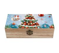 AQRJLPM Wooden Jewelry Box Beautifully Keepsake Box Trinket Box Keepsake Storage Organizer Red Christmas Tree Handmade Wooden Box for Storing Jewelry, Coins, Tartot Cards, Small Treasures