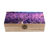 AQRJLPM Wooden Jewelry Box Beautifully Keepsake Box Trinket Box Keepsake Storage Organizer Romantic Lavender Handmade Wooden Box for Storing Jewelry, Coins, Tartot Cards, Small Treasures