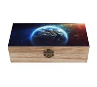 AQRJLPM Wooden Jewelry Box Beautifully Keepsake Box Trinket Box Keepsake Storage Organizer Space Star Earth Handmade Wooden Box for Storing Jewelry, Coins, Tartot Cards, Small Treasures