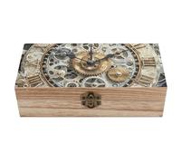 AQRJLPM Wooden Jewelry Box Beautifully Keepsake Box Trinket Box Keepsake Storage Organizer Steampunk Gears Clock Handmade Wooden Box for Storing Jewelry, Coins, Tartot Cards, Small Treasures
