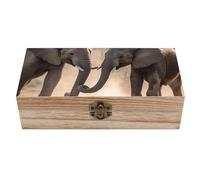 AQRJLPM Wooden Jewelry Box Beautifully Keepsake Box Trinket Box Keepsake Storage Organizer Two Elephants Playing Handmade Wooden Box for Storing Jewelry, Coins, Tartot Cards, Small Treasures