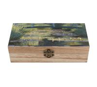 AQRJLPM Wooden Jewelry Box Beautifully Keepsake Box Trinket Box Keepsake Storage Organizer Water Lily Pond Handmade Wooden Box for Storing Jewelry, Coins, Tartot Cards, Small Treasures