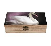AQRJLPM Wooden Jewelry Box Beautifully Keepsake Box Trinket Box Keepsake Storage Organizer White Swan Handmade Wooden Box for Storing Jewelry, Coins, Tartot Cards, Small Treasures