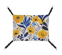 AQRJLPM Yellow and Blue Flowers Pet Hammock with Adjustable Straps and Metal Hooks Hanging Bed Soft Breathable Sleeping Hammock for Cats,Puppy,Rabbits,Small Animals