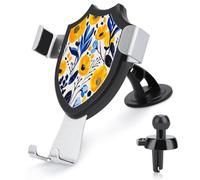 AQRJLPM Yellow and Blue Flowers Phone Holder Car Hands-Free Mount Holders for Dashboard Windshield Vent Metal Hook Clip Cell Phone Mount for All Smartphones & Car Models