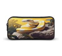 AQRJLPM Yellow And White Python Pencil Pouch Big Capacity Simple Marker Pouch Portable Aesthetic Zipper Pencil Case