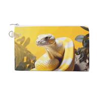 AQRJLPM Yellow And White Python Wallet Canvas Slim Lightweight Wallets Durable Zippered Card Holder for Men Women