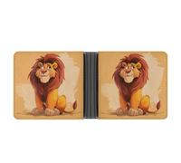 AQRJLPM Yellow Cartoon Lion Wallet with Money Clip Leather Bifold Wallet Slim Credit Card Holder Gift for Men