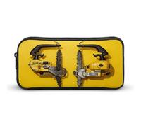 AQRJLPM Yellow Two Chainsaws Pencil Pouch Big Capacity Simple Marker Pouch Portable Aesthetic Zipper Pencil Case