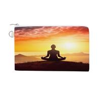 AQRJLPM Yoga Meditation Wallet Canvas Slim Lightweight Wallets Durable Zippered Card Holder for Men Women