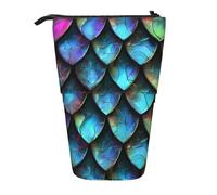 AQRJLPO 3D Magical Dragon Scales Pattern Print Expandable Pencil Case Organize, Stretchable Travel Stationery & Makeup Pouch Desk Storage Box for School, Office, Travel