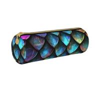 AQRJLPO 3D Magical Dragon Scales Pattern Printed Round Pencil Case, Cute Leather Pencil Bag Pen Case Pouch, School Stationery Organizer Makeup Bag for Boys Girls Students