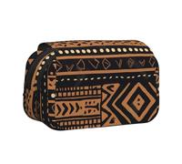 AQRJLPO African Mud Cloth Tribal Print Pencil Case Double - Layer Flip Pencil Pouch Pen Organizer Makeup Bag for School, Travel and Work
