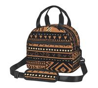 AQRJLPO African Mud Cloth Tribal Printed Insulated Lunch Bag with Shoulder Strap - Reusable Cooler Tote Bags Picnic Bag for Work/School/Picnic/Travel