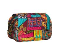 AQRJLPO African Textile Patchwork Print Print Pencil Case Double - Layer Flip Pencil Pouch Pen Organizer Makeup Bag for School, Travel and Work