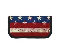 AQRJLPO American Flag Stars Stripes Print Canvas Pencil Case for Boys Girls Women, Cosmetic & Stationery Organizer, Zipper Desk Storage Pouch for School, Office & Travel Gifts
