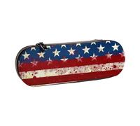 AQRJLPO American Flag Stars Stripes Print Leather Pencil Case Organize, Multi-Use Travel Cosmetic Bag, Zipper Desk Storage Box Compact Gift for School, Office, Travel