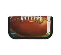 AQRJLPO American Football Field and Ball Print Canvas Pencil Case for Boys Girls Women, Cosmetic & Stationery Organizer, Zipper Desk Storage Pouch for School, Office & Travel Gifts