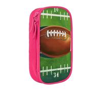 AQRJLPO American Football Field and Ball Prints Pencil Case for Students Boys Girls - Large Capacity Double-Layer Office School Stationery Pouch Pencil Holder,Pink