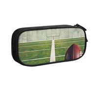 AQRJLPO American Football Field Ball Sport Prints Pencil Case for Boys Girls Large Capacity Office School Students Stationery Pouch Pencil Holder with 2 Compartments,Black