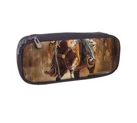 AQRJLPO American West Rodeo Prints Flip Leather Pencil Case Cute Pen Pencil Pouch Pencil Box Travel Makeup Bag Stationery Gift for Students Girls Boys Women
