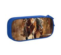 AQRJLPO American West Rodeo Prints Pencil Case for Boys Girls Large Capacity Office School Students Stationery Pouch Pencil Holder with 2 Compartments,Blue