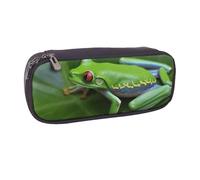 AQRJLPO Animal Frog Leaves Prints Flip Leather Pencil Case Cute Pen Pencil Pouch Pencil Box Travel Makeup Bag Stationery Gift for Students Girls Boys Women