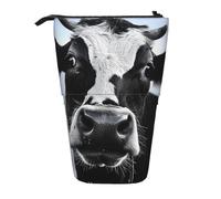 AQRJLPO Animal Funny Cow Head Black White Print Expandable Pencil Case Organize, Stretchable Travel Stationery & Makeup Pouch Desk Storage Box for School, Office, Travel